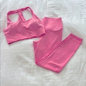 Carbon38 2 Piece Pink Workout Set - Sports Bra and Compression Leggings S & M